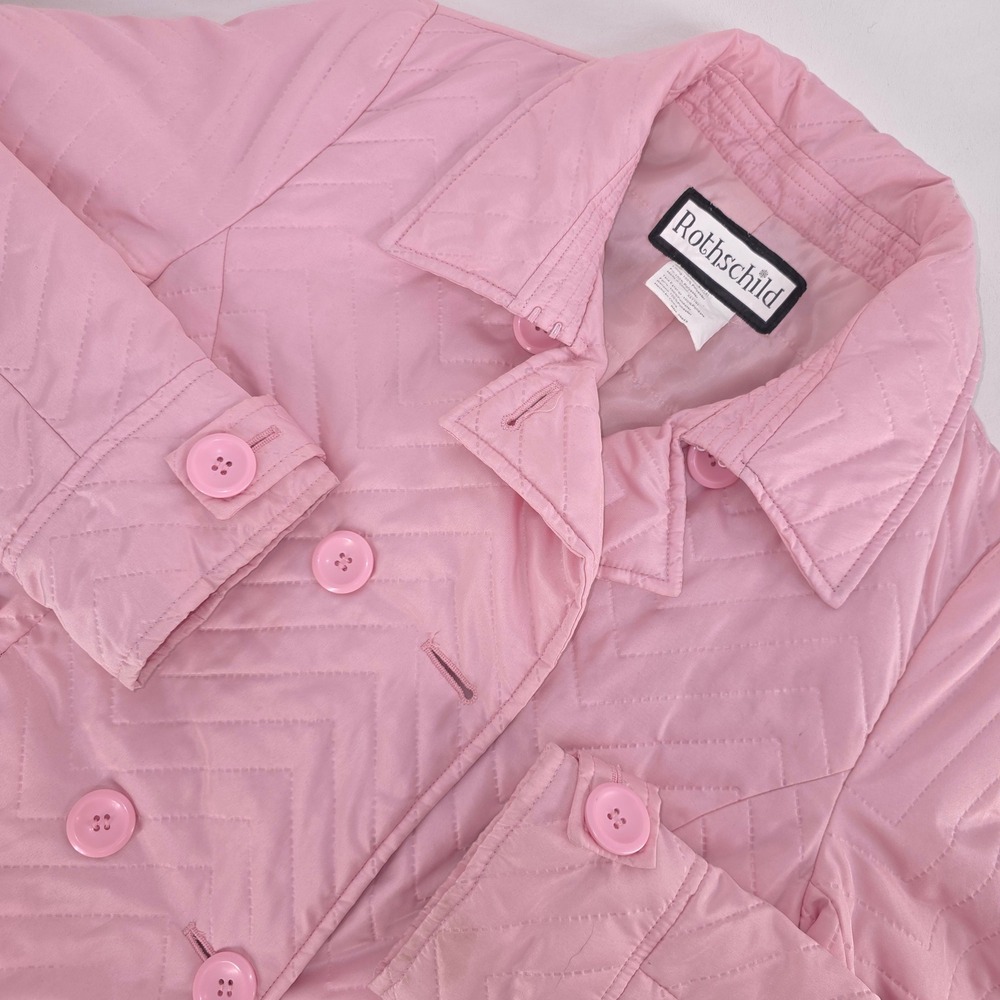 Rothschild Pink Quilted Jacket Girls XL (16) Double Breasted Chevron Coat Lined